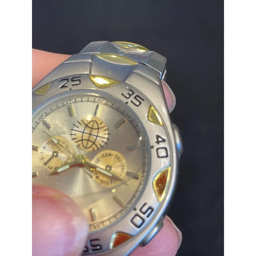 Mens Two Tone Stainless Steel Quartz & Silver Tone Watches Both Work!